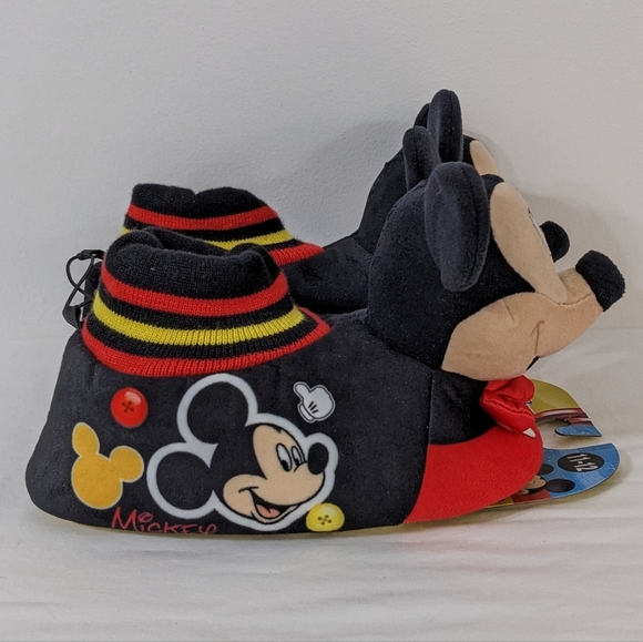 Disney Junior Mickey Mouse Toddler Boys 3D Design Plush Slippers, Size 11-12 - Picture 4 of 5